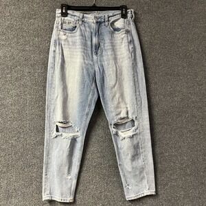 American Eagle Outfitter Mom Jeans Womens 4 Blue Distressed Denim Cotton Stretch